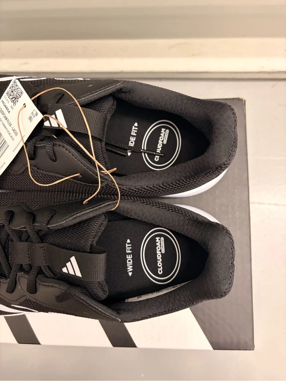 adidas Men's Cloudfoam Flex Laces Running Shoes Black White NIB - Size 13